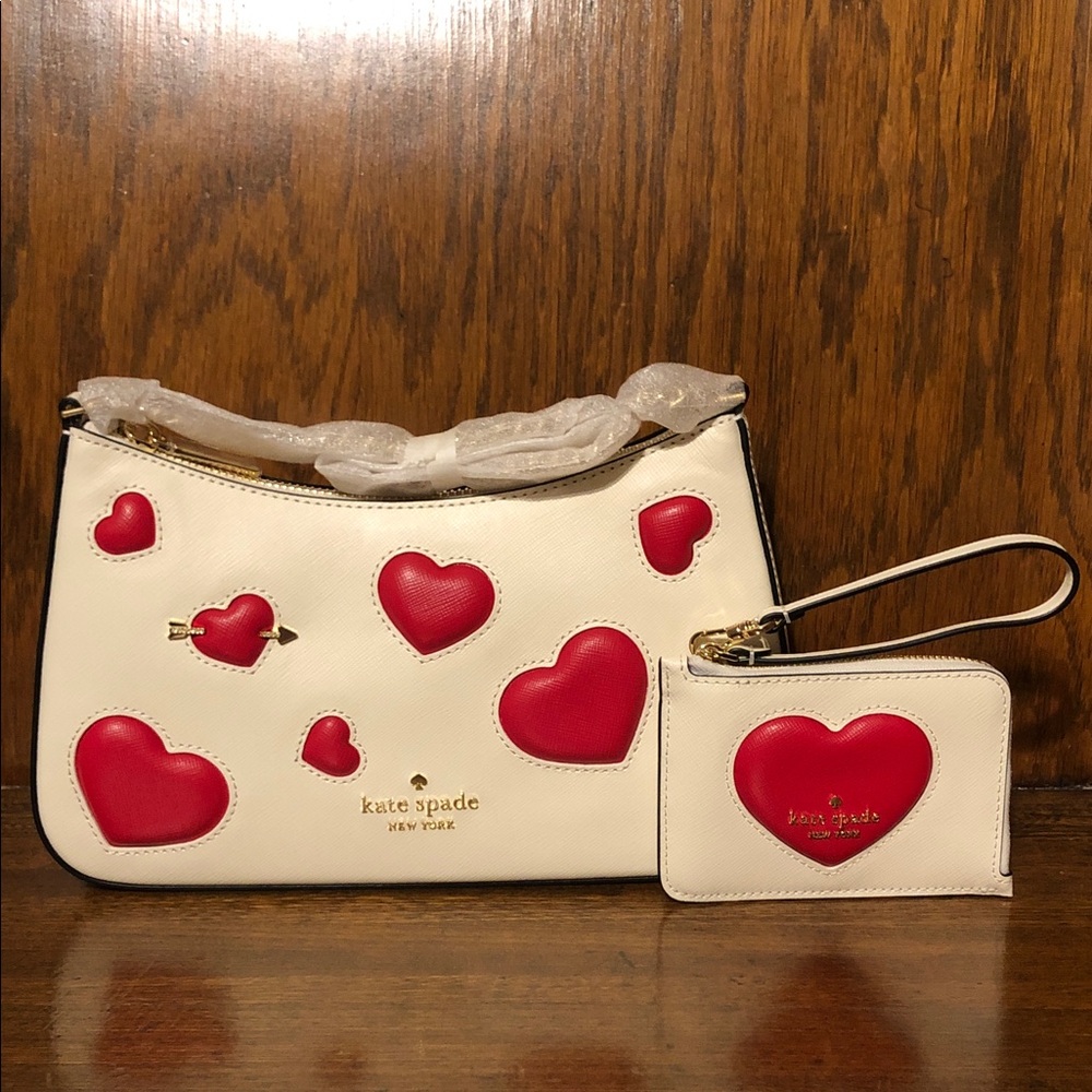 NWT-Kate Spade-Madison-PuffyHeart Convert Crossbody & Sm CardHolder Wristlet$478